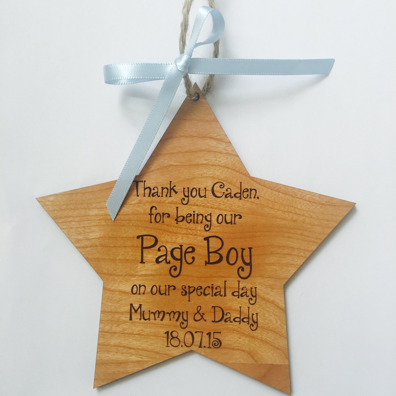 Page boy wedding gift favour thank you wooden star plaque sign shabby