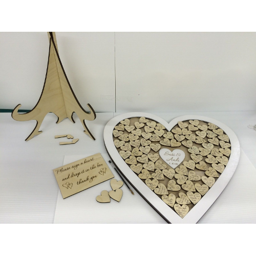 White heart shaped guest book drop box Victoria's Pearls